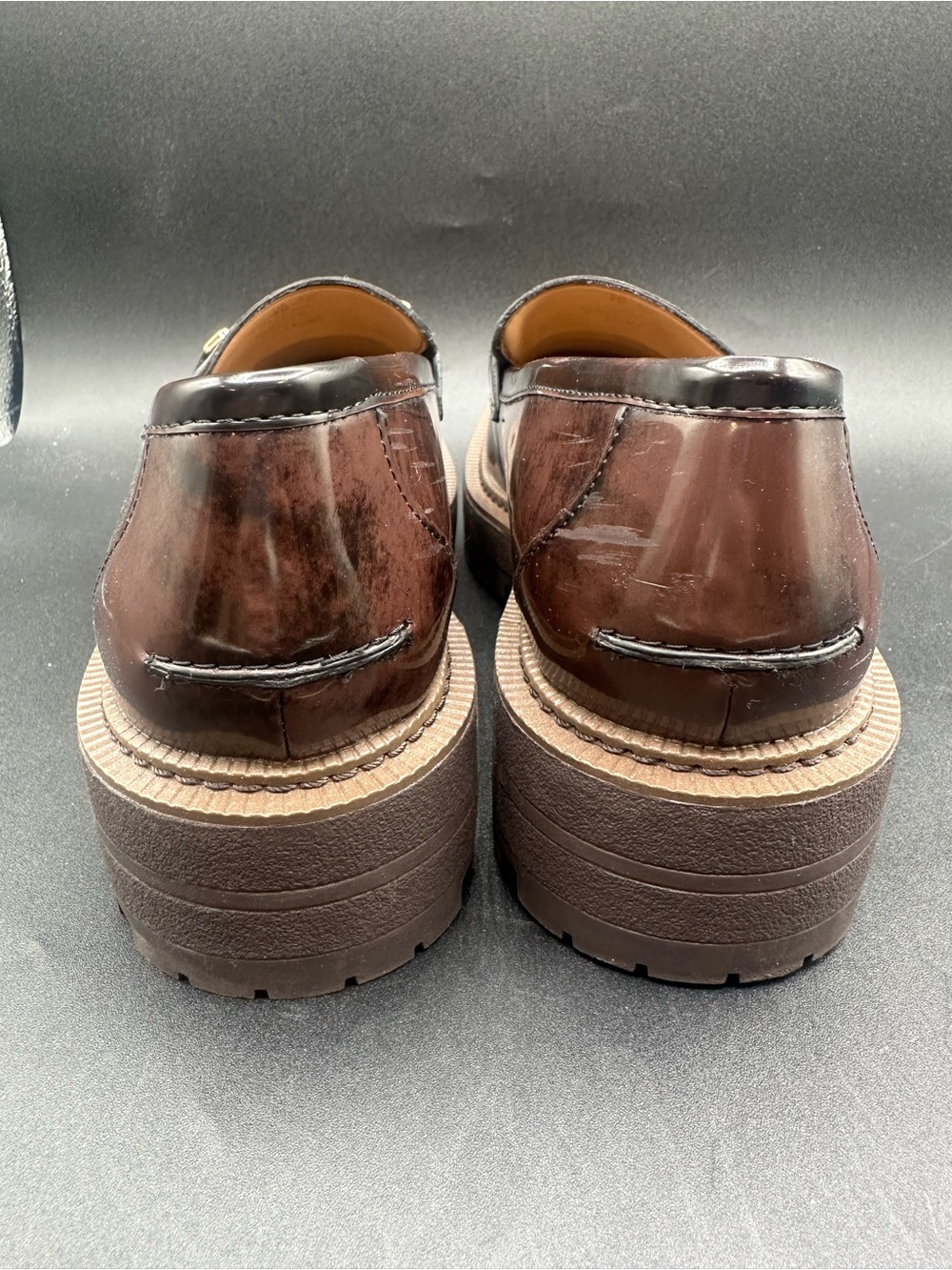 Sam Edelman LAURS LUG SOLE LOAFER Chunky Platform Flats Chestnut Brown size 9 - Picture 5 of 6